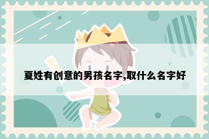 夏姓有创意的男孩名字,取什么名字好